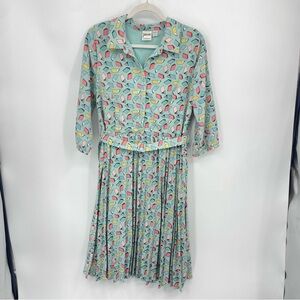 Joanie Clothing Fisher Notebook Print Pleated Dress Sz 10 book club booktok